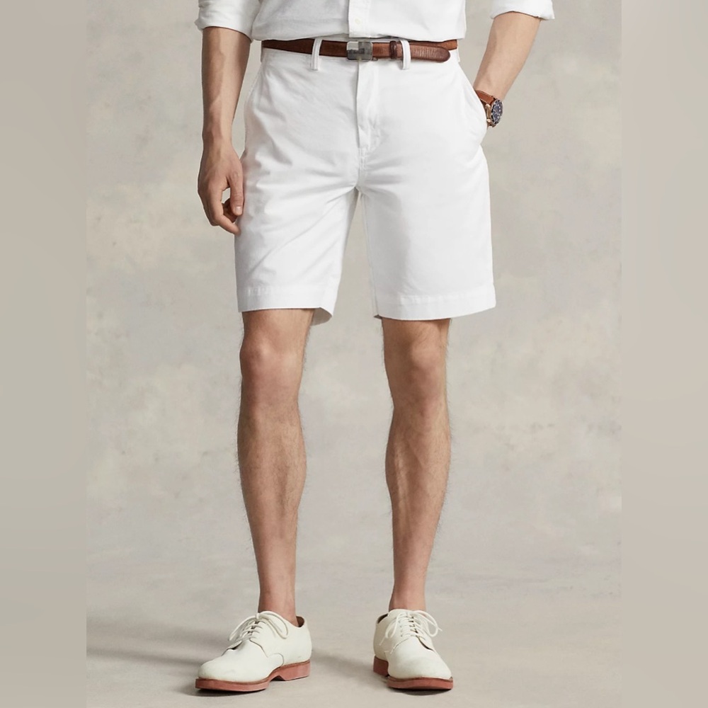 🆕 Polo Ralph Lauren Men’s  9” Inch Stretch Classic Fit Chino Short. White, -42W